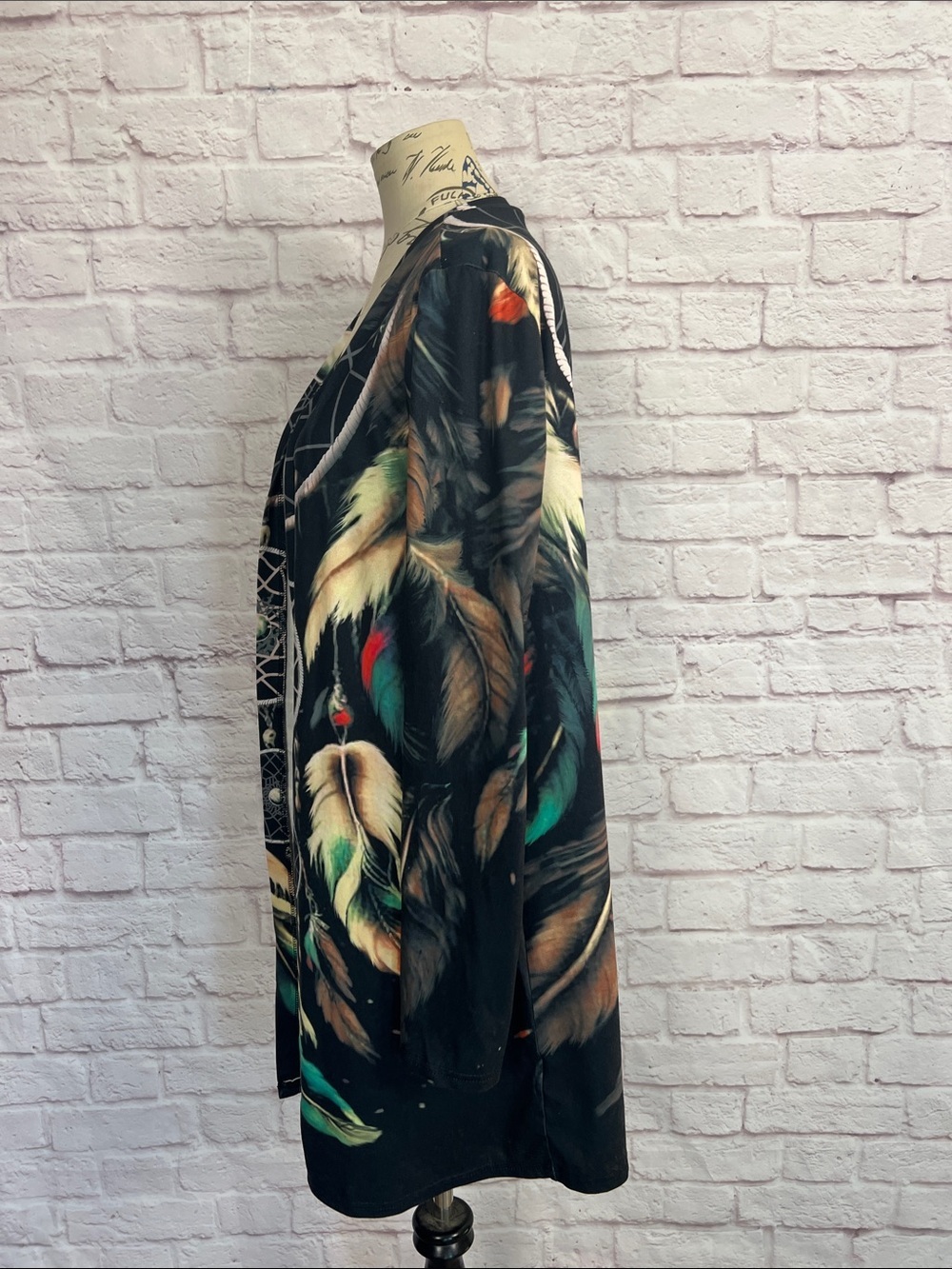 Women’s Black Dreamcatcher Print Long Sleeve Open Cardigan - Picture 4 of 7